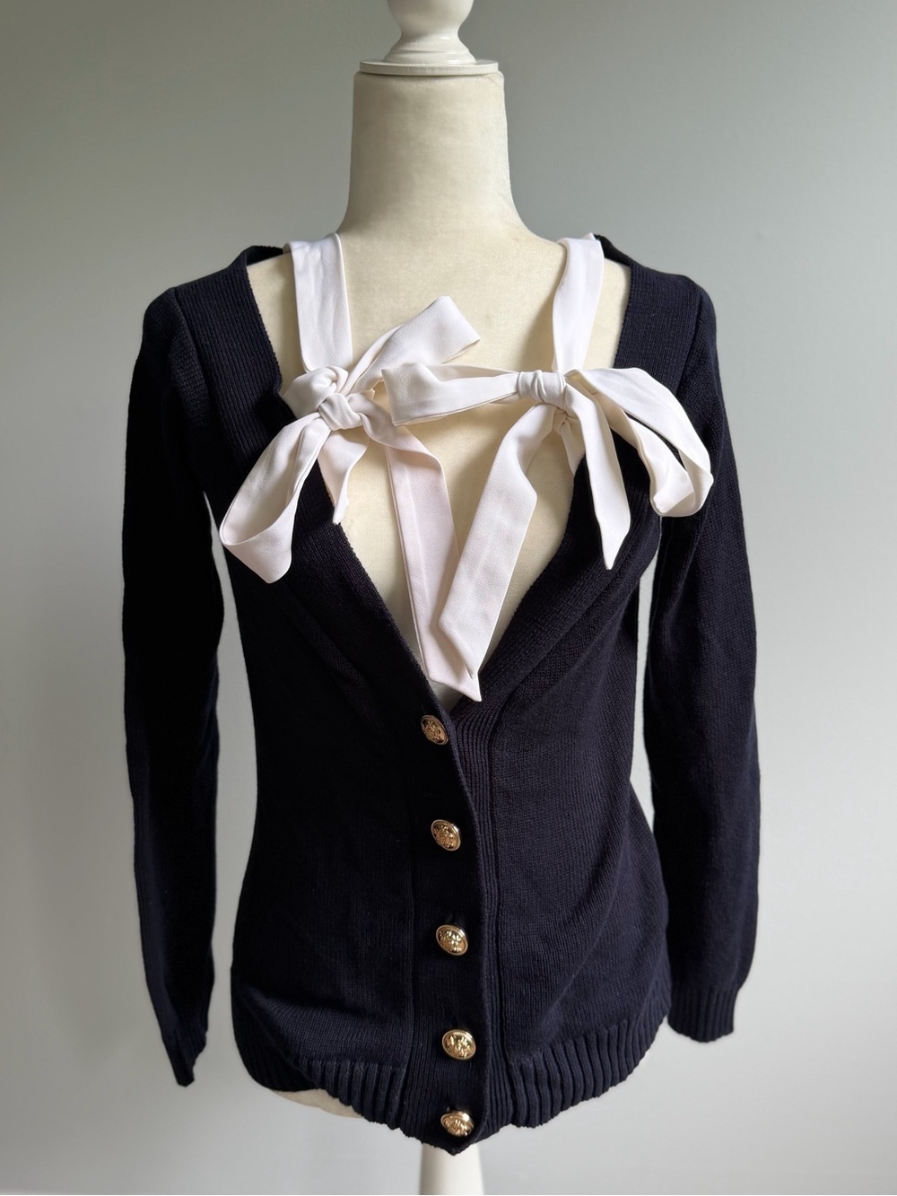 Boston Proper Knit Navy Blue Button-Up Sweater Women’s Size XS